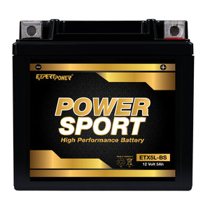12V 5Ah Power Sport Battery  ETX5L-BS YTX5L-BS Replacement (5Ah, 12v, Sealed) Maintenance Free Battery