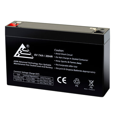6V 7Ah Rechargeable AGM Sealed Lead Acid Battery