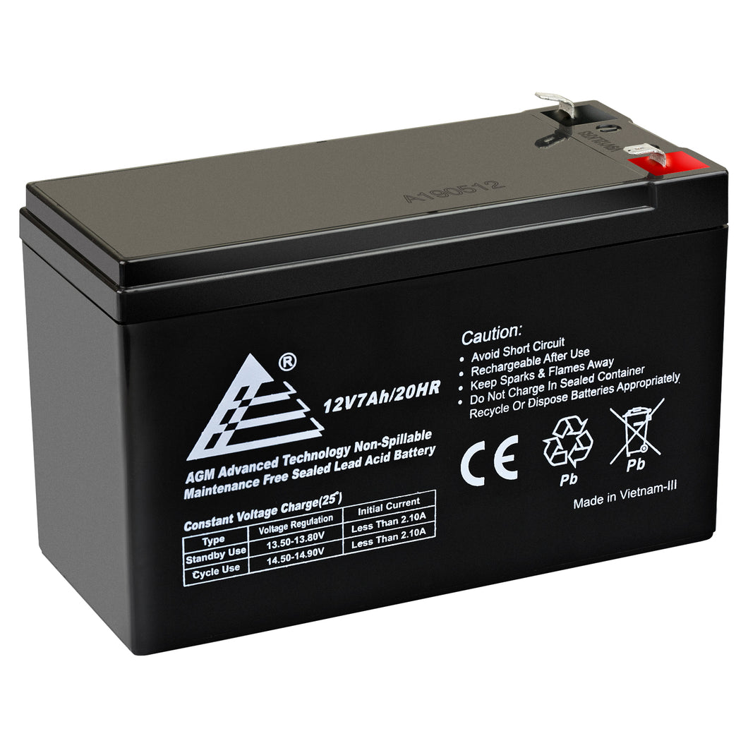 12V 7Ah Rechargeable AGM Sealed Lead Acid Battery