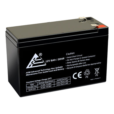 12V 8Ah Rechargeable AGM Sealed Lead Acid Battery