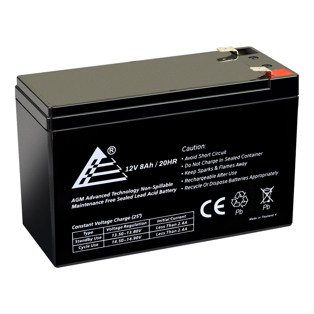 12V 8Ah Rechargeable AGM Sealed Lead Acid Battery