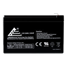 Load image into Gallery viewer, 12V 10Ah Rechargeable AGM Sealed Lead Acid Battery (Larger Size)