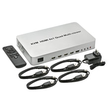 Load image into Gallery viewer, HDMI KVM 4x1 Quad MultiViewer Seamless IR Switcher Remote mouse keyboard control
