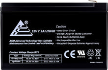 Load image into Gallery viewer, 12V 7.2Ah Rechargeable AGM Sealed Lead Acid Battery